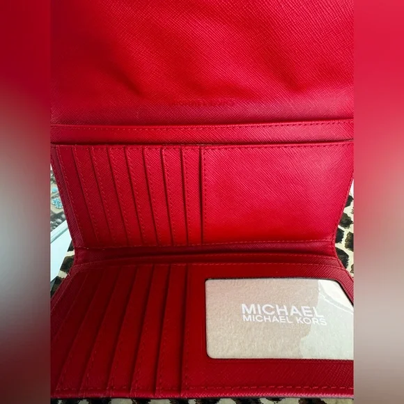 Michael Kors Red TriFold Wallet - Picture 2 of 3